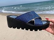 Шлепанцы Malibu W777 blue-silver от магазина Frison