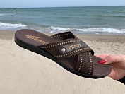 Шлепанцы Malibu DeMur brown-white от магазина Frison